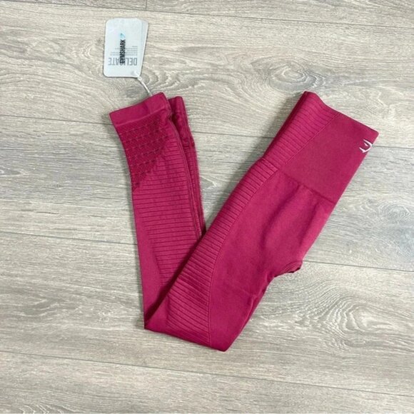 Gymshark Seamless Energy High Waisted Leggings Beet Red Full Length Size XS - Picture 2 of 16